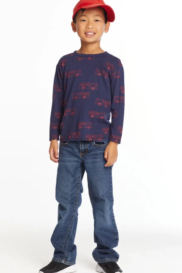 New Fire Trucks Boys Long Sleeve Crew Neck Tee Kids/BOY Boys