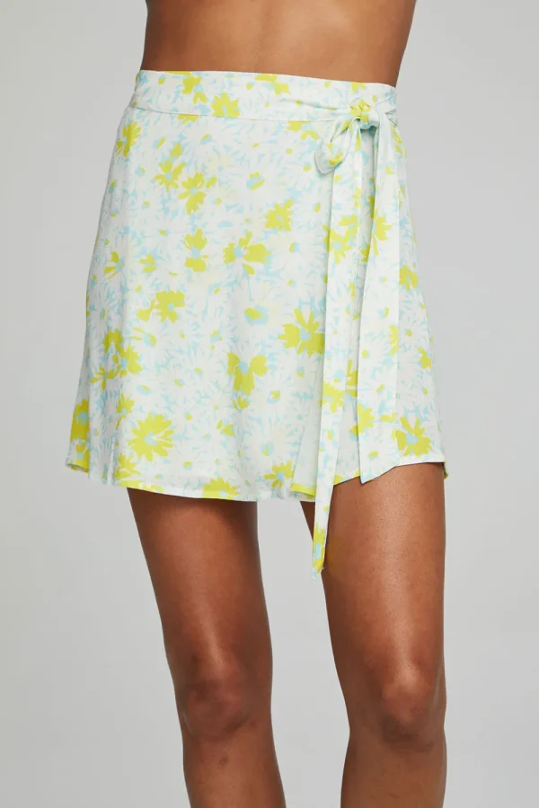 Cheap Fleet Wrap Mini Skirt - Baby Blue Daisy Floral Women Loungewear | Bottoms