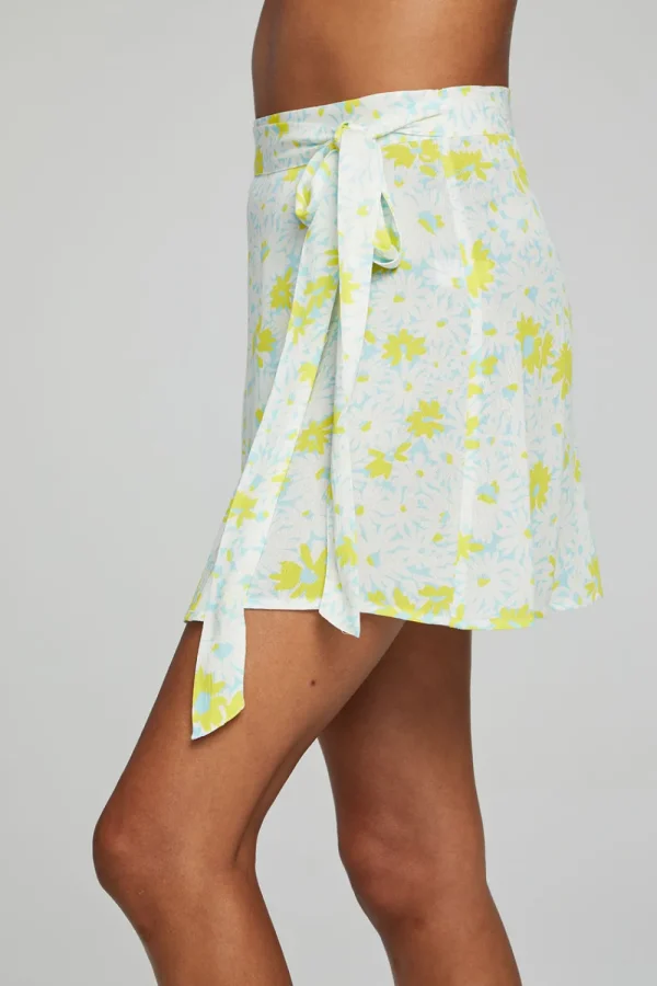 Cheap Fleet Wrap Mini Skirt - Baby Blue Daisy Floral Women Loungewear | Bottoms