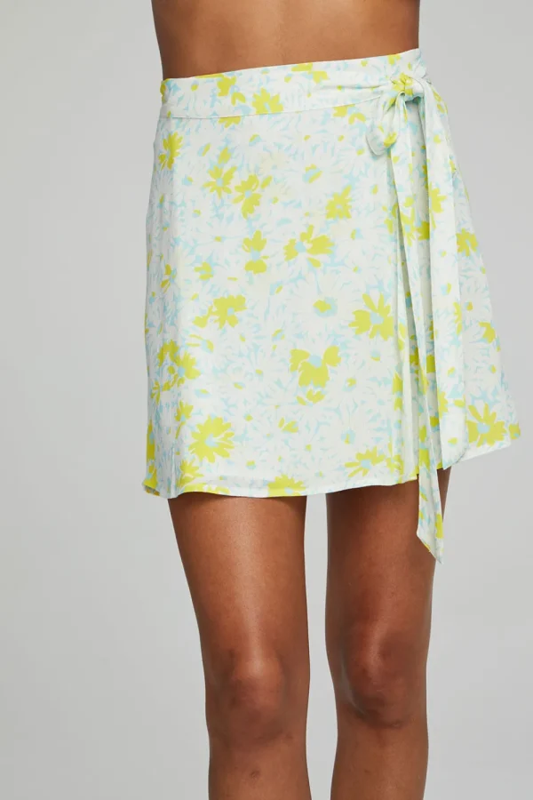 Cheap Fleet Wrap Mini Skirt - Baby Blue Daisy Floral Women Loungewear | Bottoms