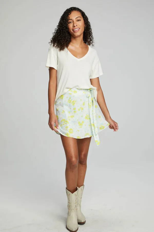 Cheap Fleet Wrap Mini Skirt - Baby Blue Daisy Floral Women Loungewear | Bottoms
