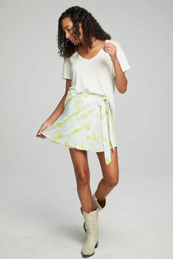 Cheap Fleet Wrap Mini Skirt - Baby Blue Daisy Floral Women Loungewear | Bottoms