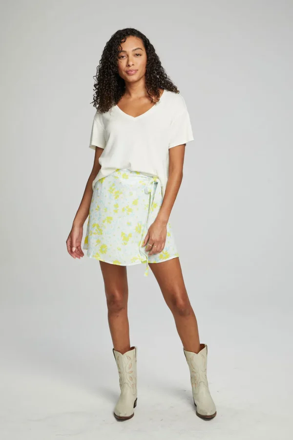 Cheap Fleet Wrap Mini Skirt - Baby Blue Daisy Floral Women Loungewear | Bottoms