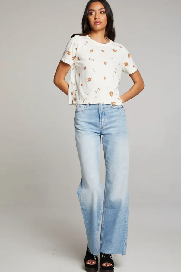 Hot Football Party Embroidery Tee Women Loungewear | Graphics