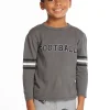 Flash Sale Football Stripes Boys Long Sleeve Crew Neck Tee Kids/BOY Boys