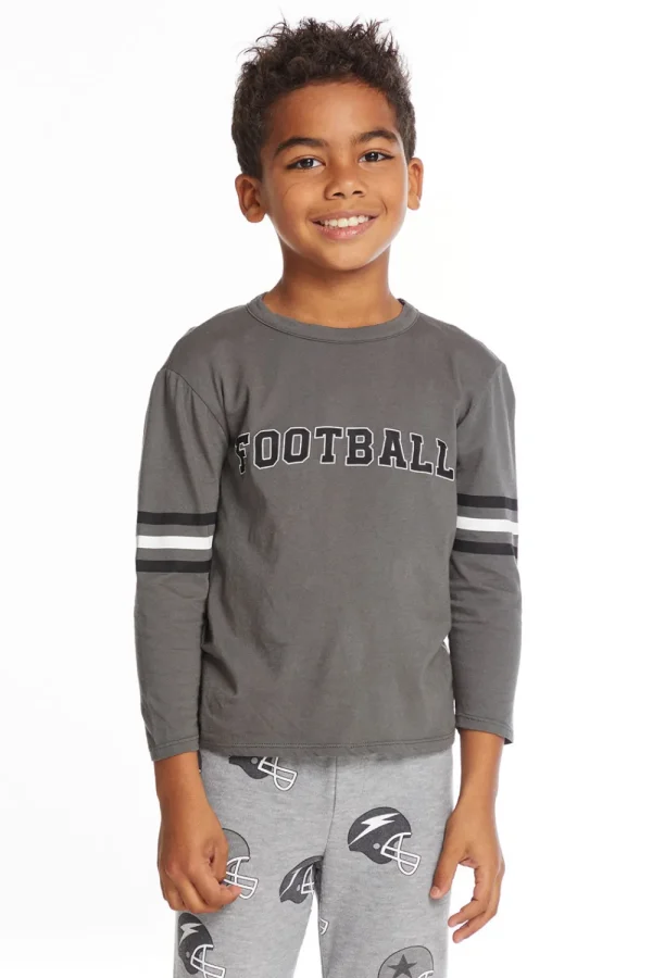 Flash Sale Football Stripes Boys Long Sleeve Crew Neck Tee Kids/BOY Boys