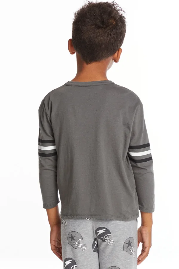Flash Sale Football Stripes Boys Long Sleeve Crew Neck Tee Kids/BOY Boys