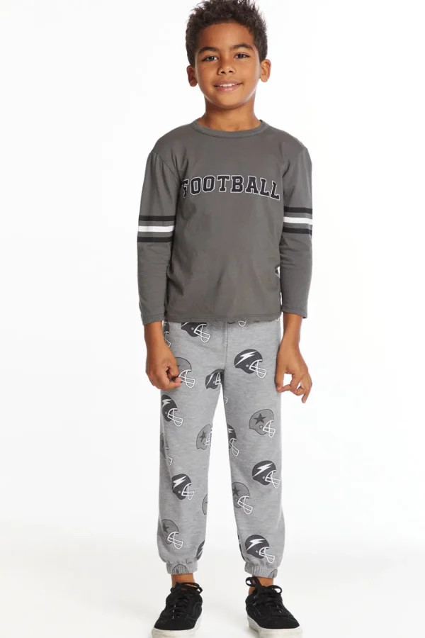 Flash Sale Football Stripes Boys Long Sleeve Crew Neck Tee Kids/BOY Boys