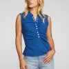 Best Gauze Jersey Snap Down Tank With Shirring Women Loungewear | Tops