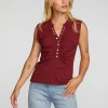 Best Gauze Jersey Snap Down Tank With Shirring Women Loungewear | Tops