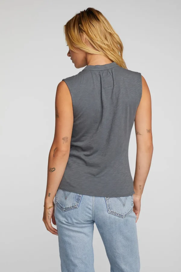 Sale Gauze Jersey Snap Down Tank With Shirring Women Loungewear | Tops