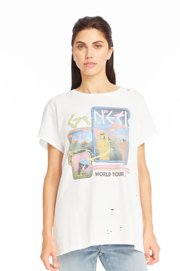 Cheap Genesis - "World Tour '78" Distressed Crew Neck Women Loungewear | Music