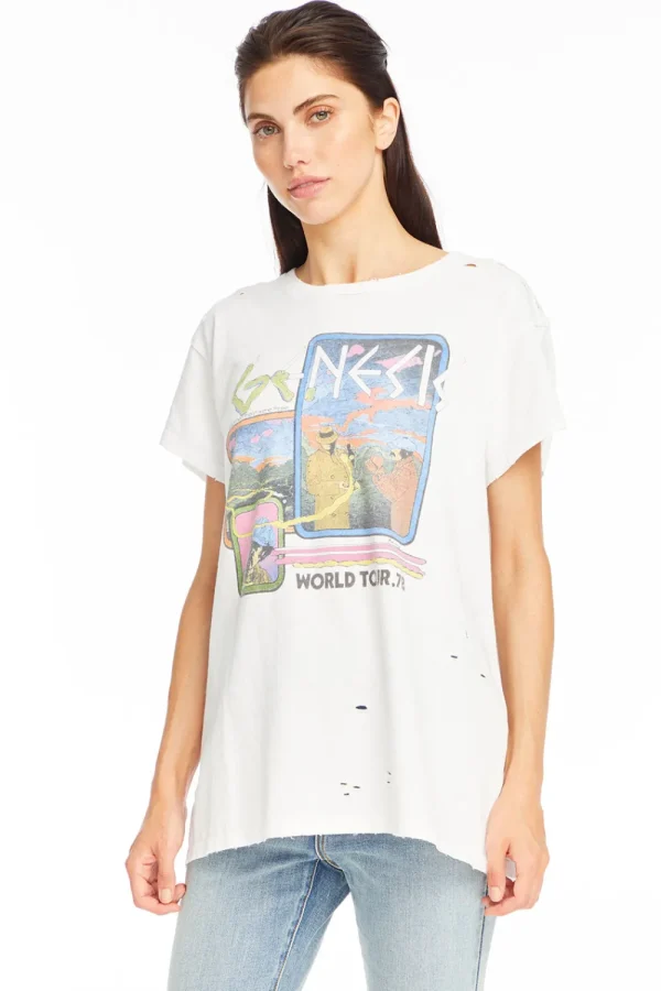 Cheap Genesis - "World Tour '78" Distressed Crew Neck Women Loungewear | Music