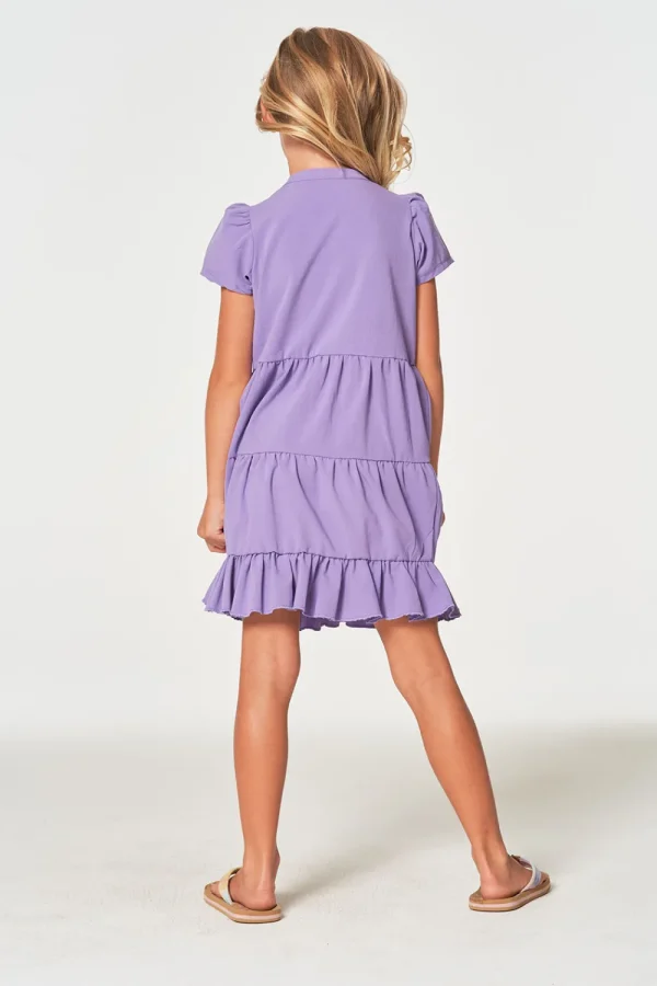 Flash Sale Girls Coastal Cloth Puff Sleeve Tiered Dress Kids Girls