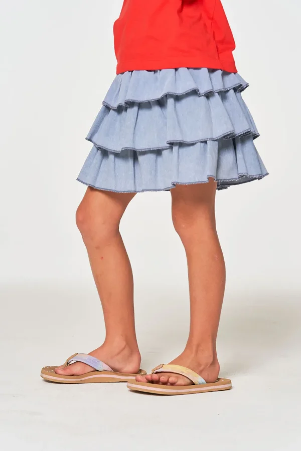 Hot Girls Coastal Cloth Tiered Ruffle Skort Kids Girls