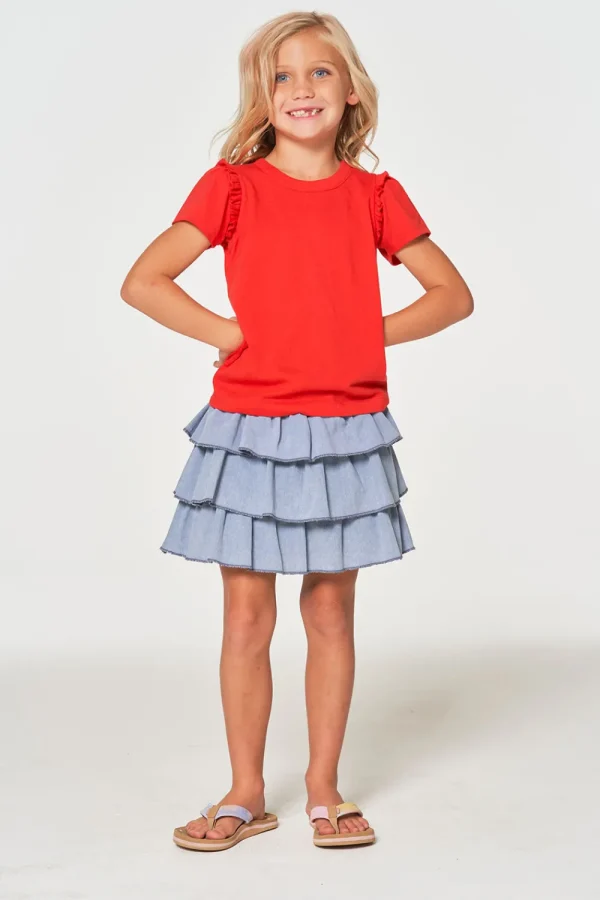 Hot Girls Coastal Cloth Tiered Ruffle Skort Kids Girls