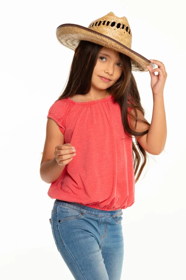 Clearance Girls Recycled Vintage Jersey Shirred Short Sleeve Off Shoulder Kids Girls