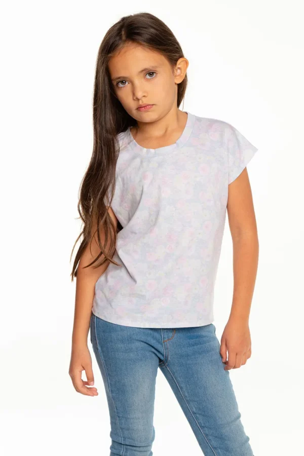 Online Girls Recycled Vintage Jersey Cap Sleeve Vent Back Tee Kids Girls