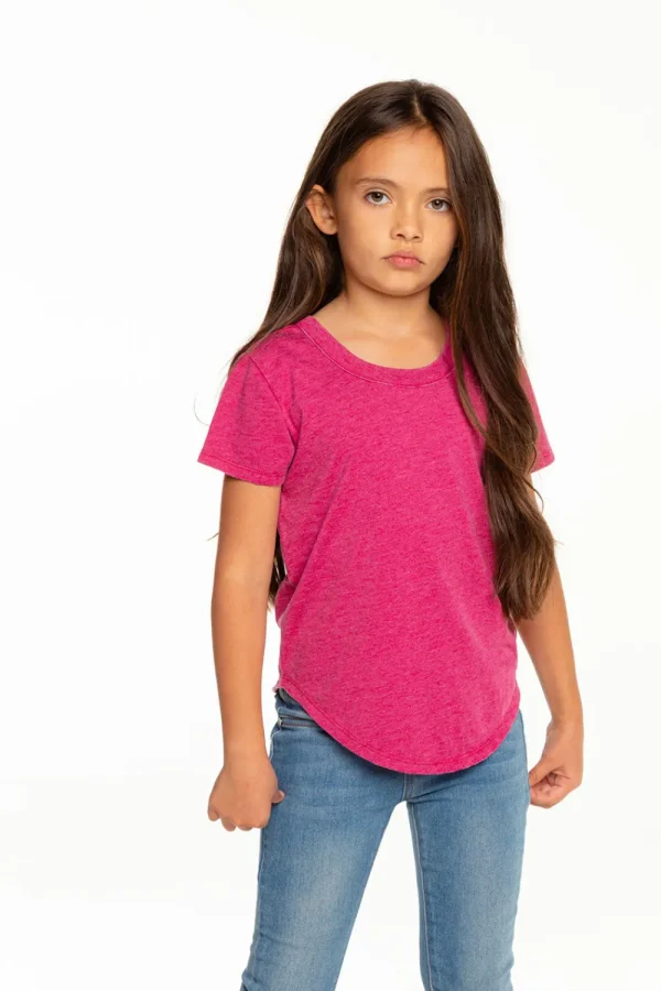 Fashion Girls Recycled Vintage Jersey Short Sleeve Scoop Back Shirt Kids Girls