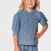 Fashion Girls RPET Cozy Knit 3/4 Puff Sleeve Hoodie Kids Girls