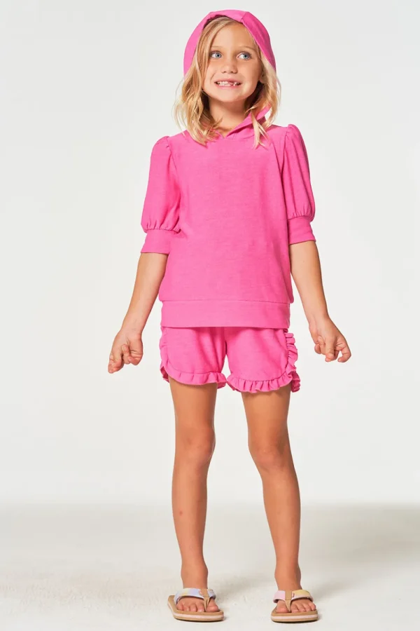 Discount Girls RPET Cozy Knit 3/4 Puff Sleeve Hoodie Kids Girls
