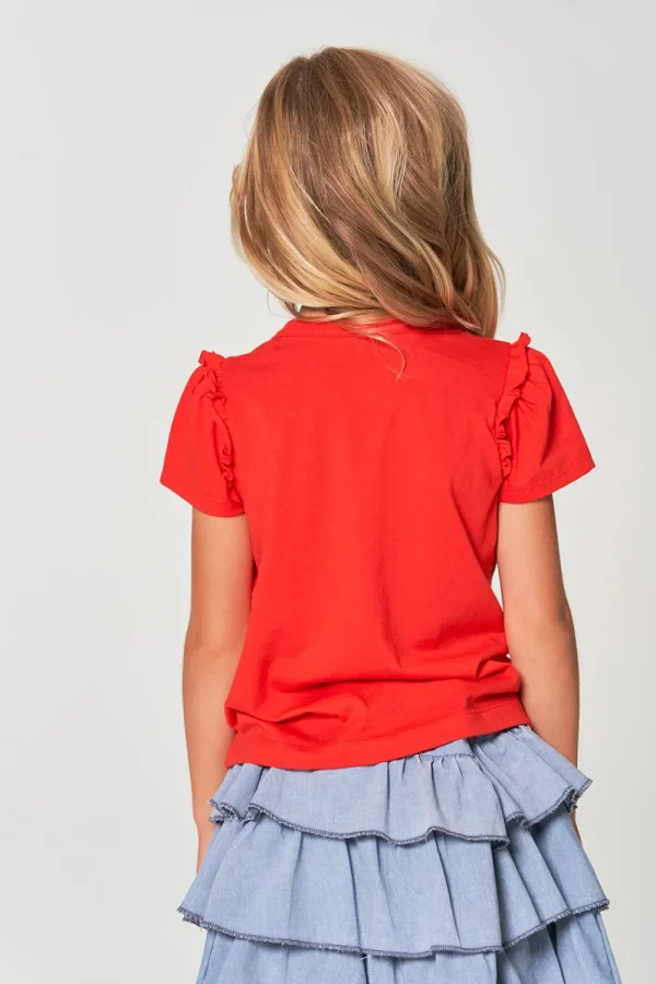 Cheap Girls RPET Vintage Jersey Ruffle Puff Sleeve Tee Kids Girls