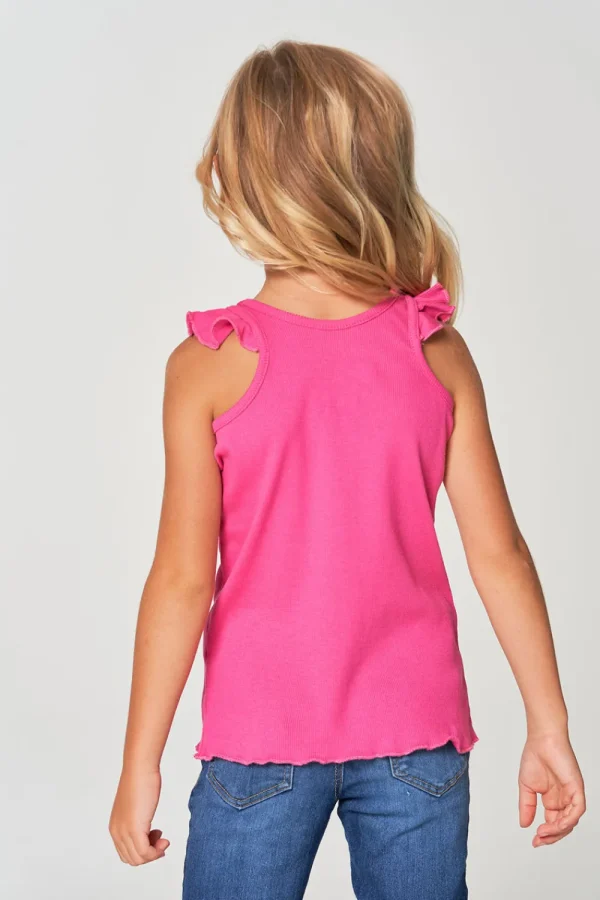 Fashion Girls RPET Vintage Rib Ruffle Racer Tank Kids Girls