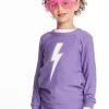 Flash Sale Glitter Bolt Girls Raglan Pullover Kids Girls