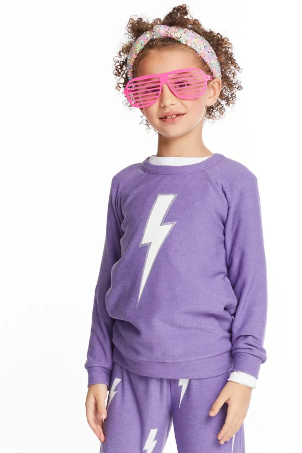 Flash Sale Glitter Bolt Girls Raglan Pullover Kids Girls