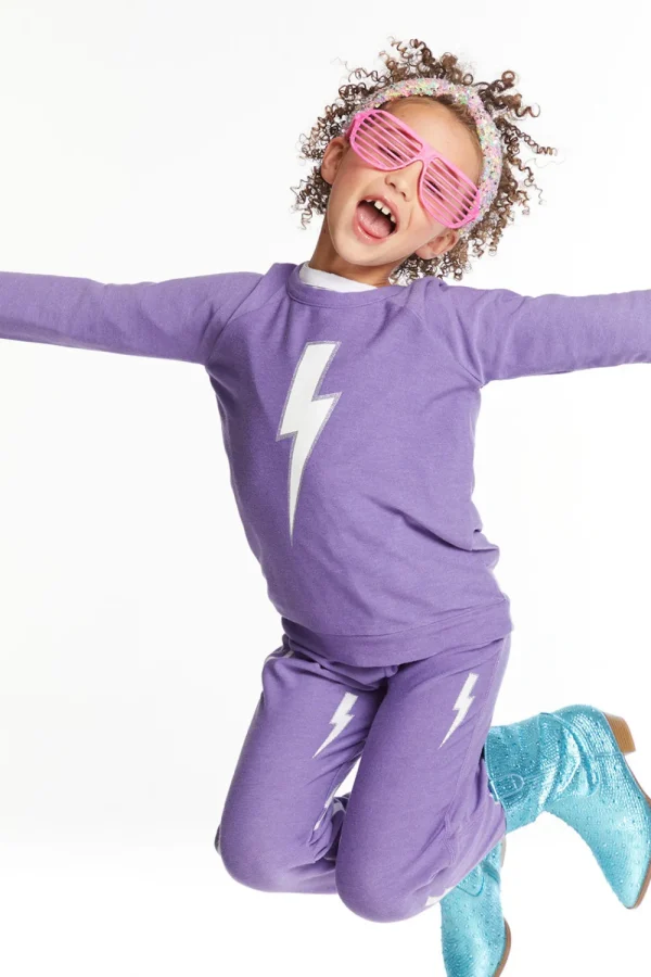Flash Sale Glitter Bolt Girls Raglan Pullover Kids Girls