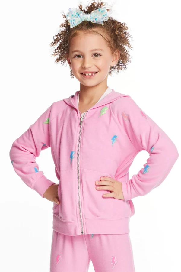 Sale Glitter Bolts Girls Zipup Hoodie Kids Girls