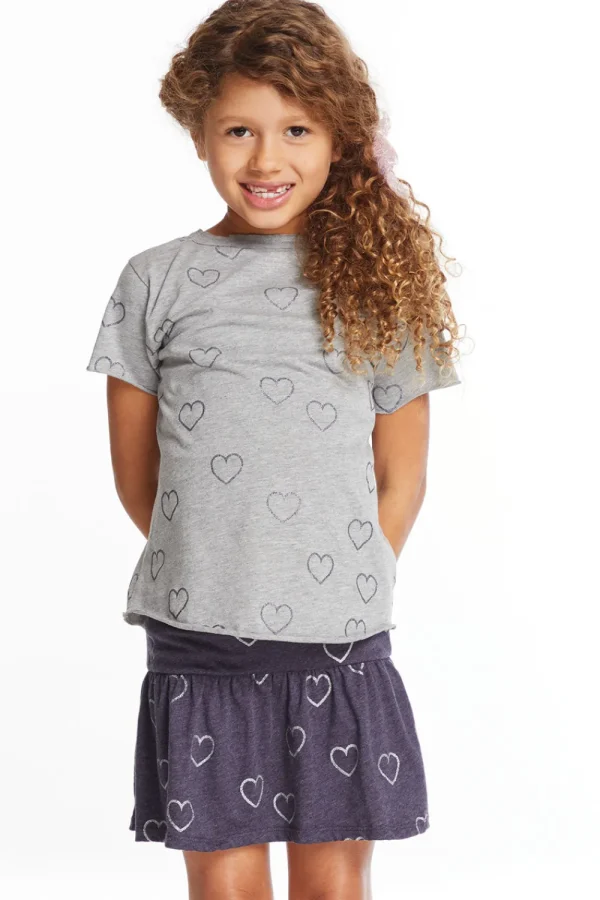 Online Glitter Hearts Girls Crew Neck Tee Kids Girls