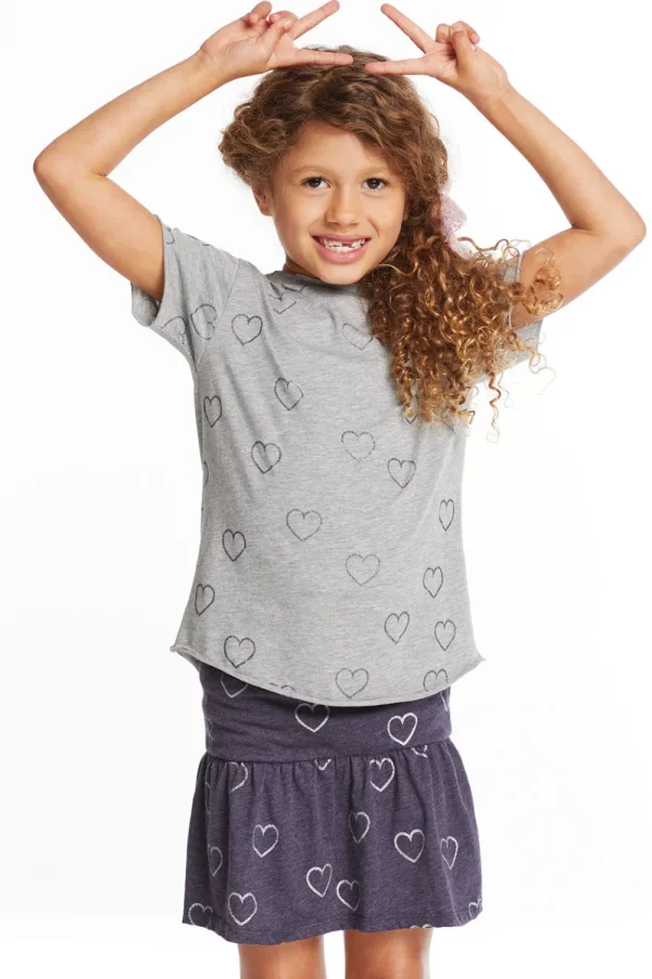 Online Glitter Hearts Girls Crew Neck Tee Kids Girls