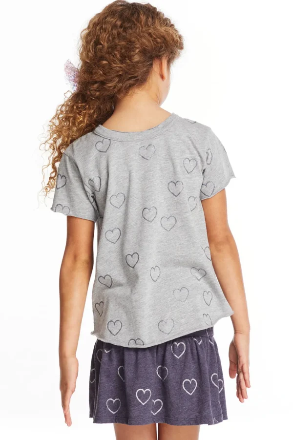 Online Glitter Hearts Girls Crew Neck Tee Kids Girls