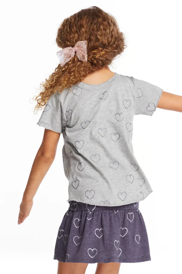 Online Glitter Hearts Girls Crew Neck Tee Kids Girls