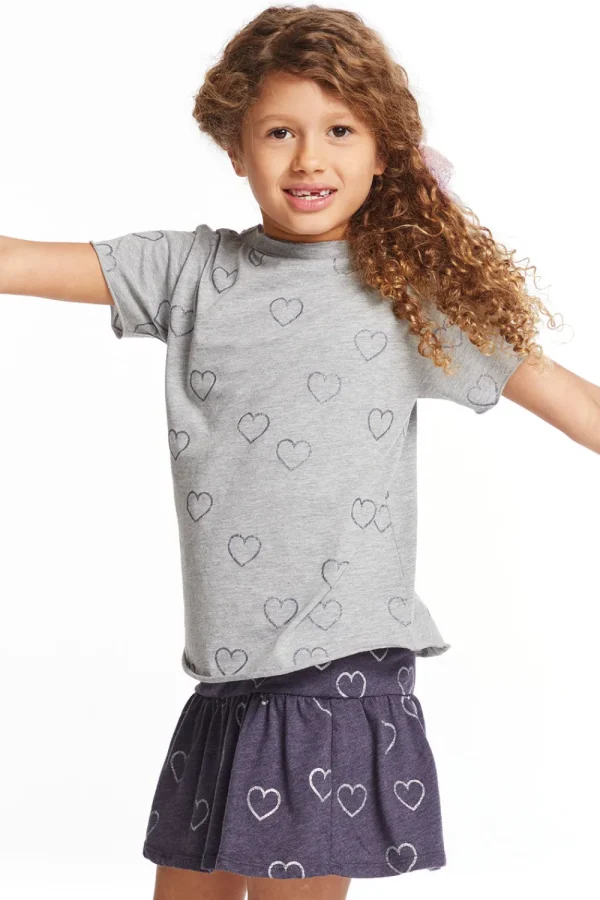 Online Glitter Hearts Girls Crew Neck Tee Kids Girls