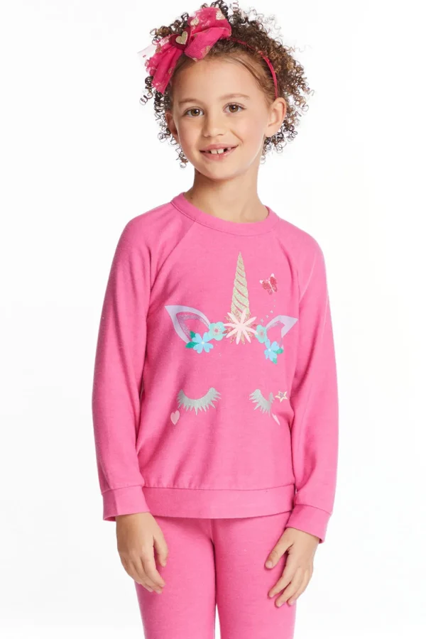 Sale Glitter Unicorn Girls Raglan Pullover Kids Girls