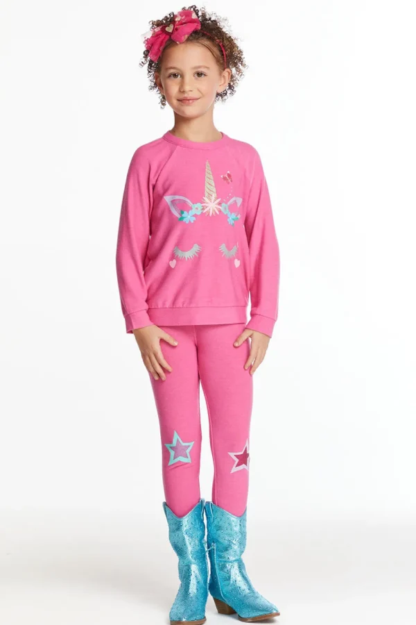 Sale Glitter Unicorn Girls Raglan Pullover Kids Girls