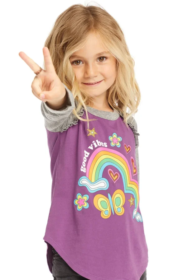 Flash Sale Good Vibes Rainbow Baseball Tee Women/Kids Girls | Music