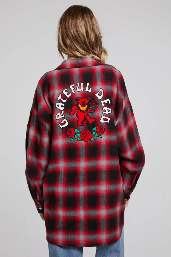 Outlet Grateful Dead Dancing Bear Button Down Flannel Women Loungewear | Music