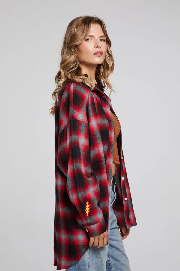 Outlet Grateful Dead Dancing Bear Button Down Flannel Women Loungewear | Music