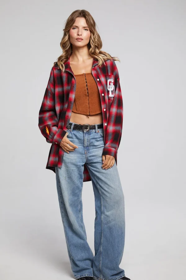 Outlet Grateful Dead Dancing Bear Button Down Flannel Women Loungewear | Music
