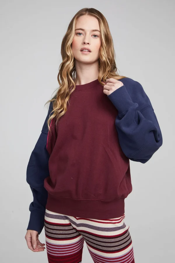 Hot Harvard Wine Red And Mood Indigo Pullover Women Loungewear