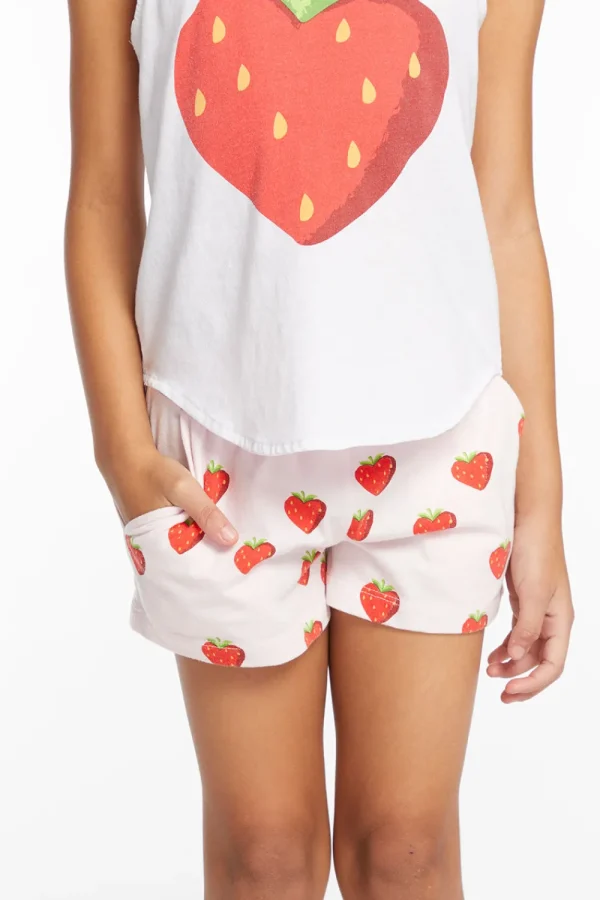 Cheap Heart Strawberry All Over Girls Shorts Kids Girls