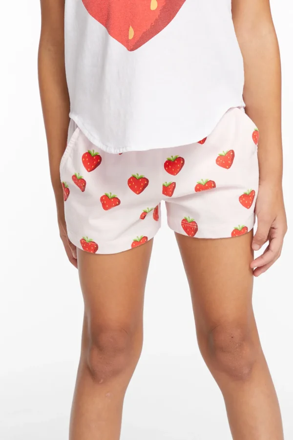 Cheap Heart Strawberry All Over Girls Shorts Kids Girls