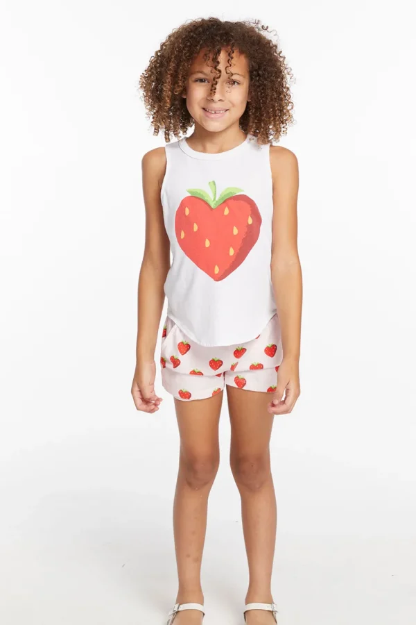 Cheap Heart Strawberry All Over Girls Shorts Kids Girls