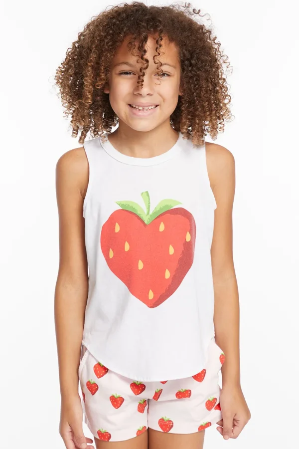 Discount Heart Strawberry Girls Vintage Jersey Shirttail Muscle Kids Girls