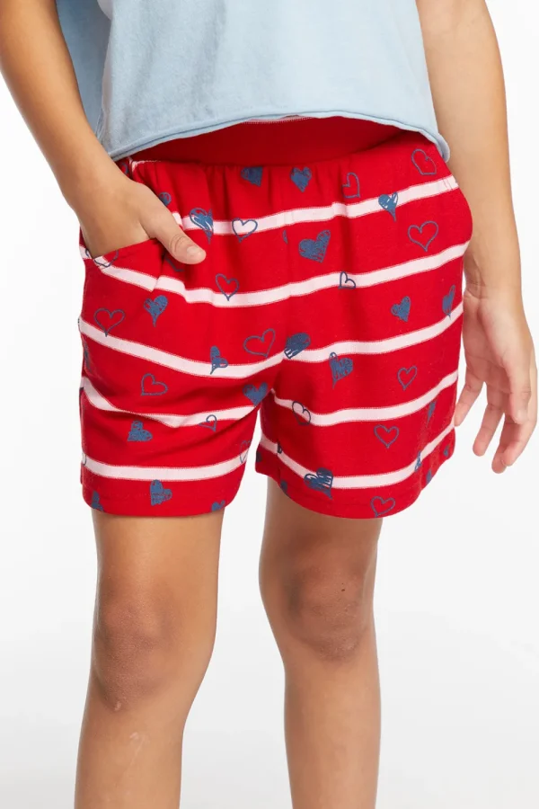 Discount Heart Stripe Girls Shorts Kids Girls