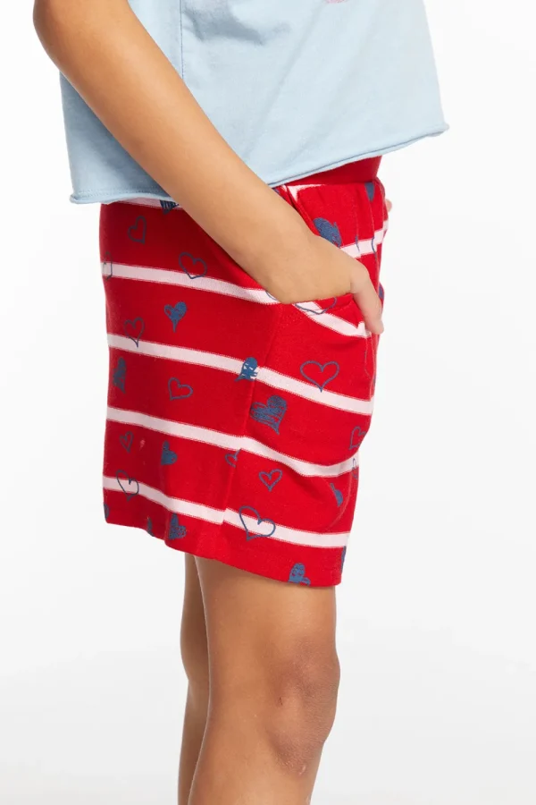 Discount Heart Stripe Girls Shorts Kids Girls