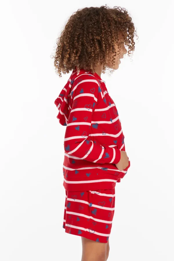 Cheap Heart Stripe Girls Zip-up Hoodie Kids Girls